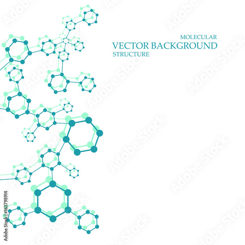 Fototapeta Naklejka Na Ścianę i Meble -  Structure molecule and communication. Dna, atom, neurons. Scientific concept for your design. Connected lines with dots. Medical, technology, chemistry, science background. Vector illustration.