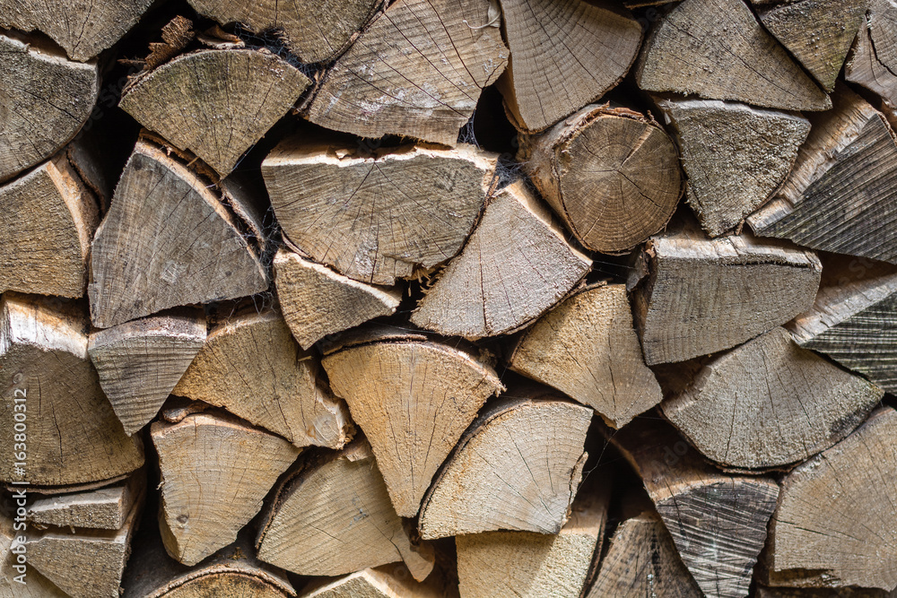 Stack of chopped fire wood close up Stack of chopped fire wood close up