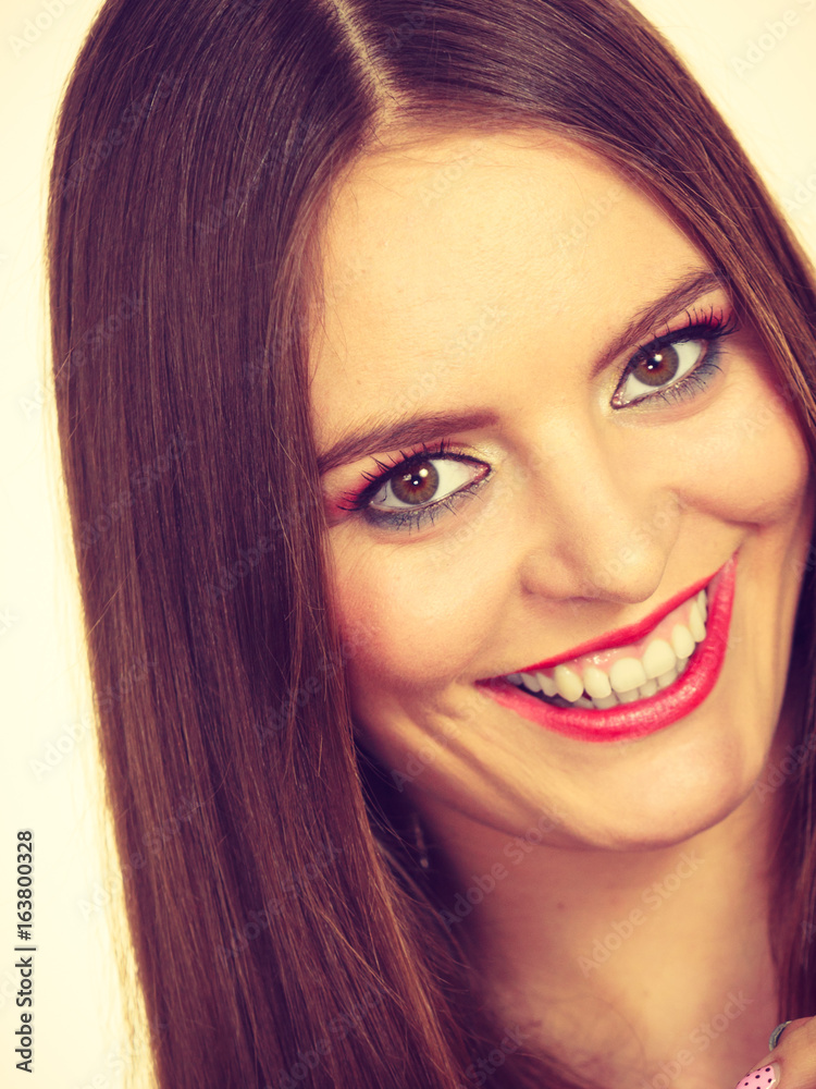 Smiling attractive woman with full makeup Smiling attractive woman with full makeup