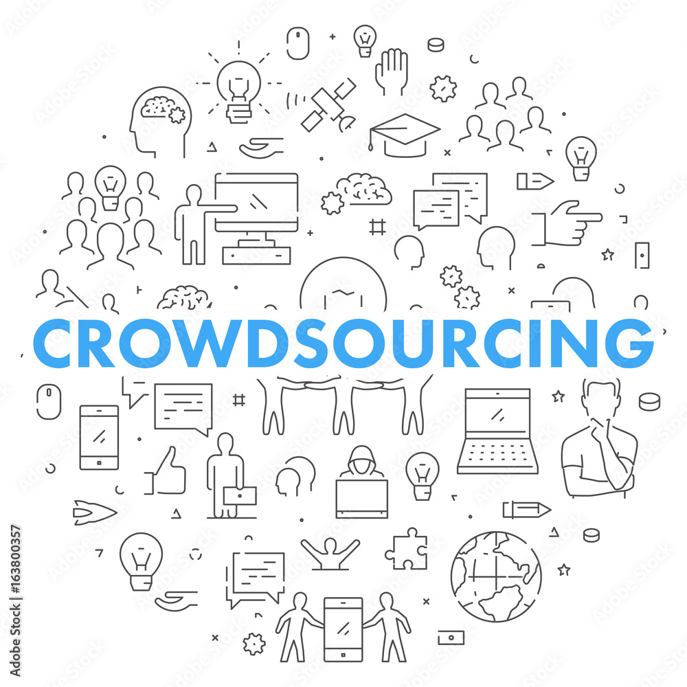Vector line web banner for crowdsourcing Vector line web banner for crowdsourcing