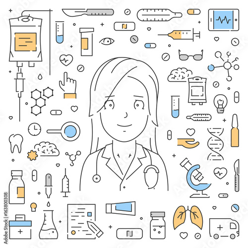 Vector linear web concept for online doctor