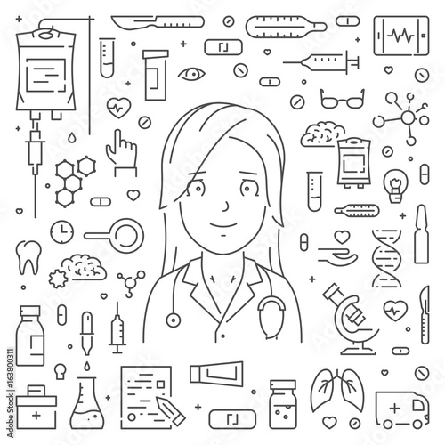 Vector linear web concept for online doctor
