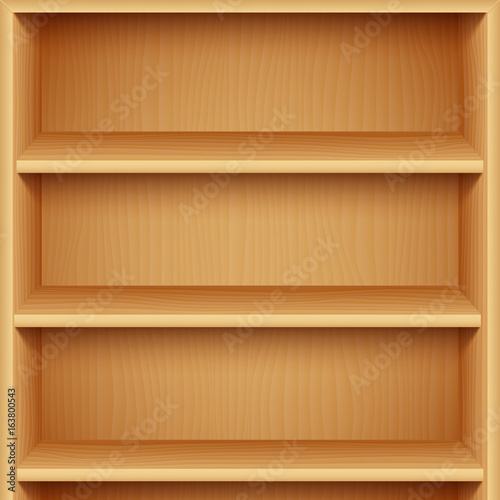 Empty Wooden Bookshelves