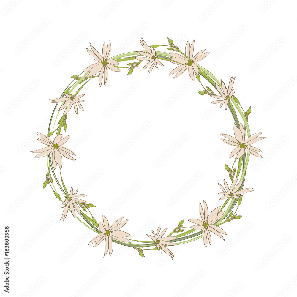 hand drawn graphic flower wreath hand drawn graphic flower wreath