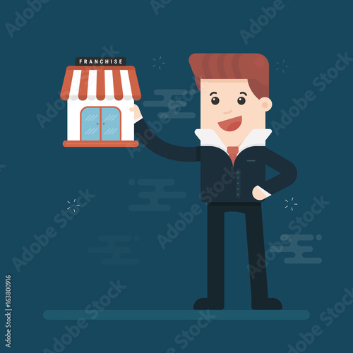 Businessman want to expand his business, franchise concept. business concept. flat design