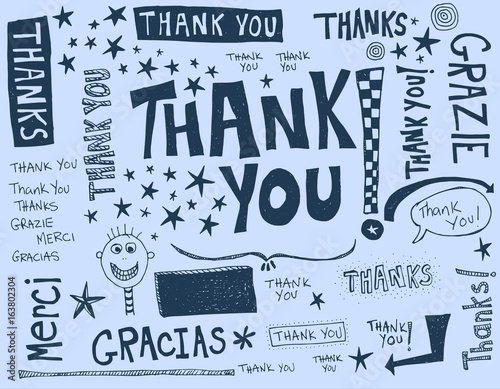 A word of thanks written in different languages