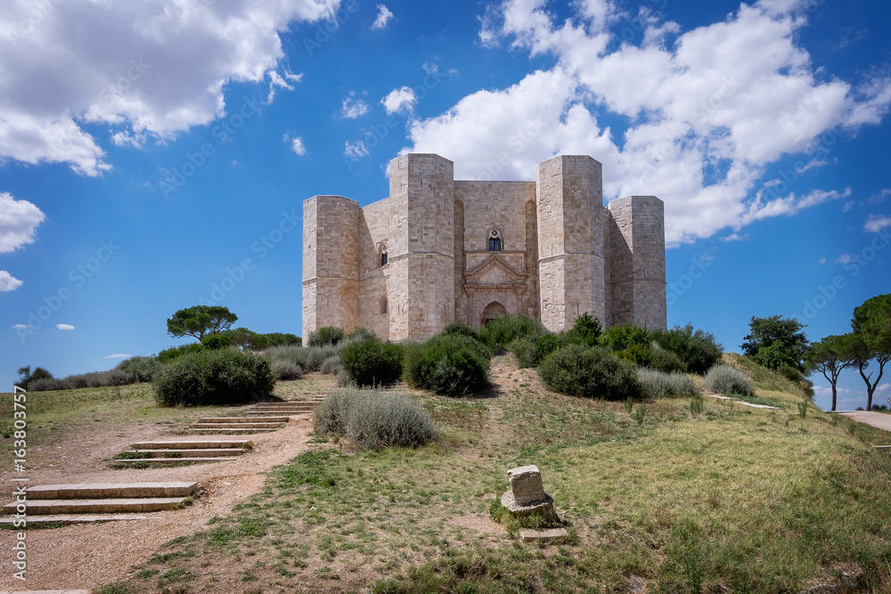 Castel del Monte, the famous castle built in an octagonal shape by the Holy Roman Emperor Frederick II in the 13th century in Andria. Apulia, southeast Italy