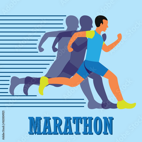 running race people / marathon, sport and activity poster. vector illustration