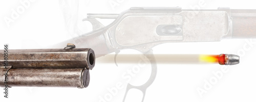 Принти на полотні Antique Cowboy Rifle with bullet lead bullet.