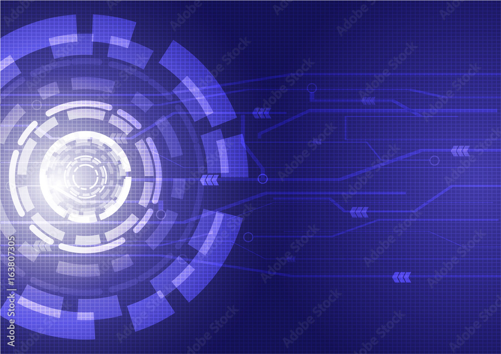Abstract blue circle technology concept background. Vector illustration tech circle and technology background. Abstract blue circle technology concept background. Vector illustration tech circle and technology background.