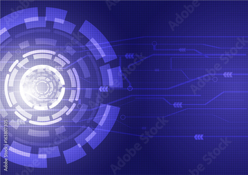 Abstract blue circle technology concept background. Vector illustration tech circle and technology background.