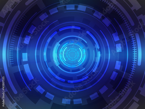 Abstract blue circle technology concept background. Vector illustration tech circle and technology background.