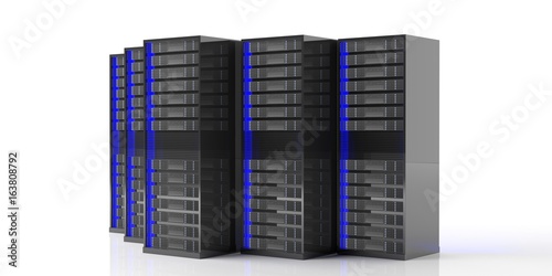 Computer server storage units on white background. 3d illustration