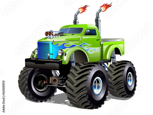 Cartoon Monster Truck. Available EPS-10 separated by groups and layers with transparency effects for one-click repaint