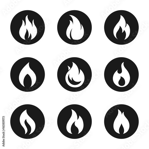 Fire flame icon button set