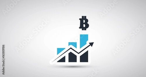 Financial Success Concept Animation of a Bar Chart with Improving Bitcoin Rates 