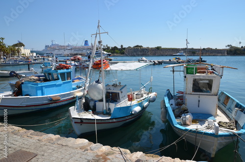 Kos Town, port de pêche, bâteaux de pêcheurs, Grèce