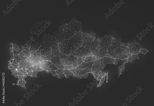 Abstract Telecommunication Network Map - Russia