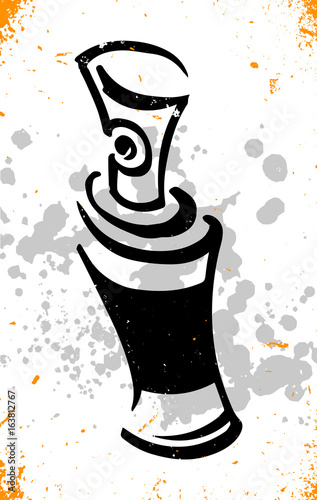 spray paint can cartoon graffiti art editable vector with paint splash in background