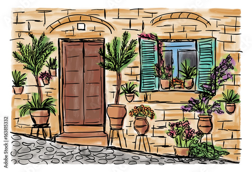 Mediterranean town painting