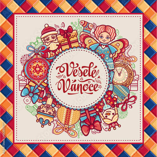 Vesele Vanoce. Vector. Czech language. Warm 