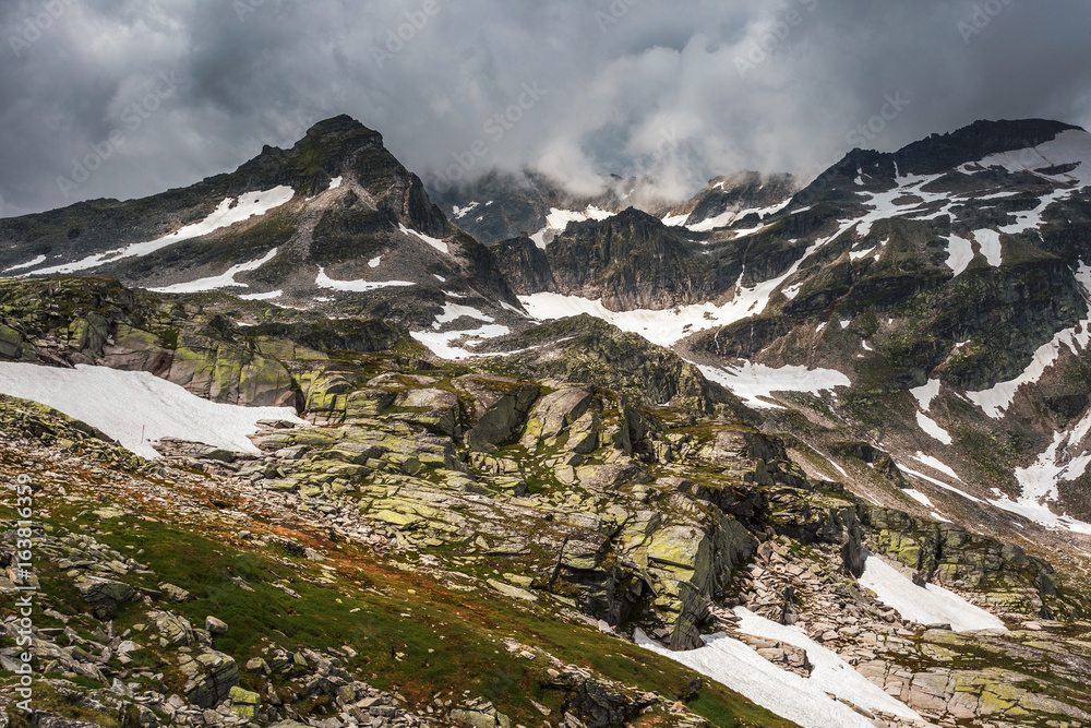 High alpine mountains landscape near Weißsee in summer, Austria