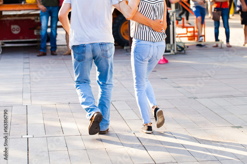 Couple dancing with swing music