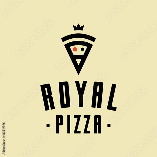 Royal pizza minimalism style logo, icon, emblem, sign. Rasterized copy