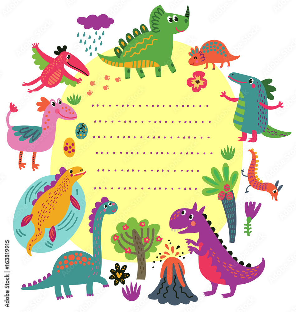 Plakat Dinosaurs vector set characters