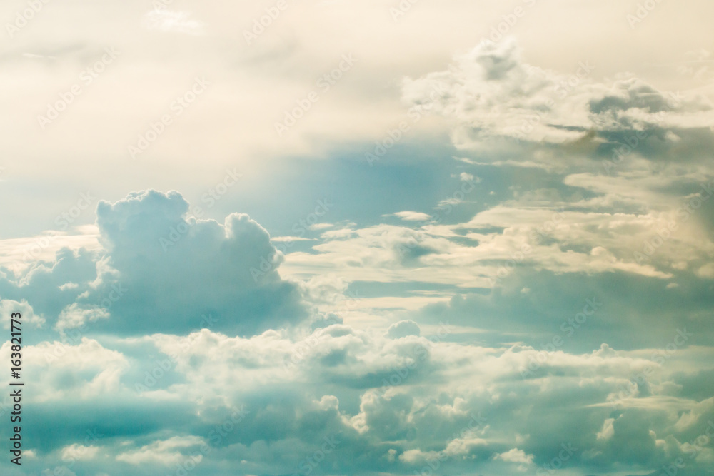 colorful dramatic sky with cloud at sunset