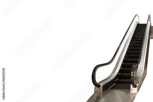 Modern escalator isolated with clipping path.