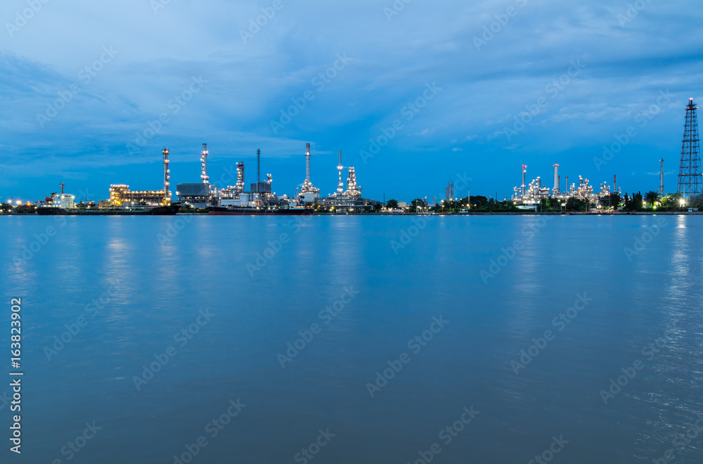 Oil refinery plant, twilight time.