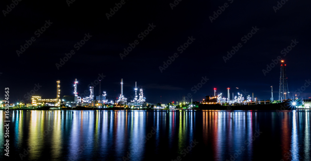 Oil refinery plant at twilight.
