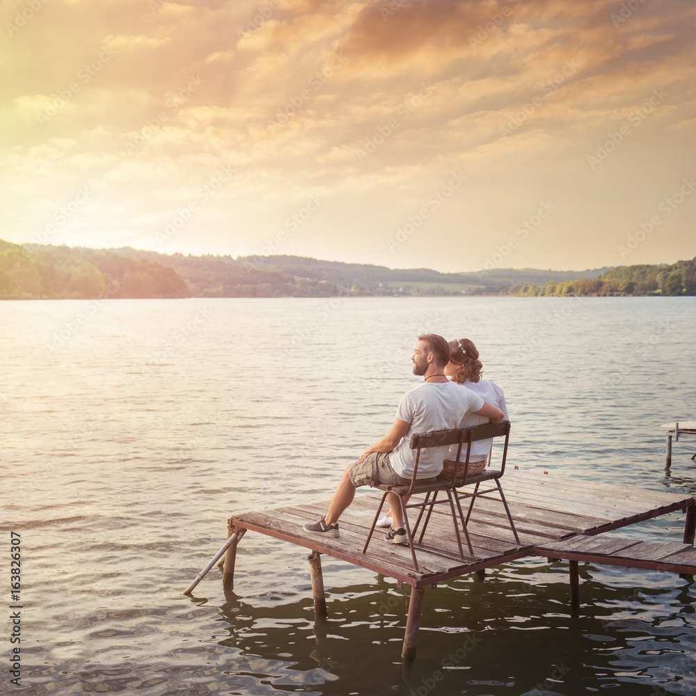 Fototapeta premium Happy couple have fun outdoor in the park