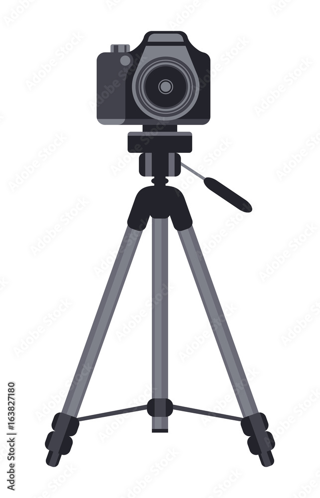 Camera on a tripod vector icon. Isolated illustration Stock Vector | Adobe  Stock