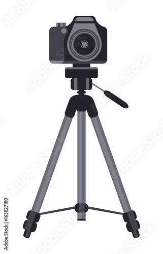 Camera on a tripod vector icon. Isolated illustration