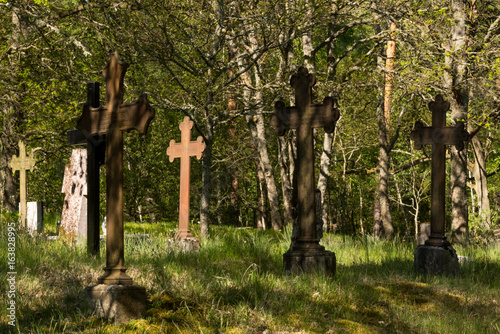 Old Historic cemetery with crosses