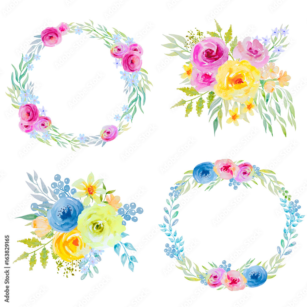Watercolor floral compositions