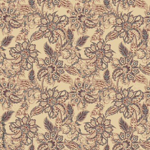 seamless pattern with flowers in indian style. floral vector background