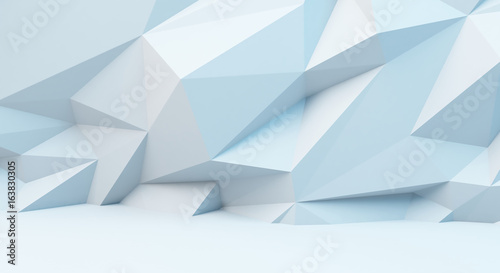 Abstract white background with polygonal pattern. 3d image