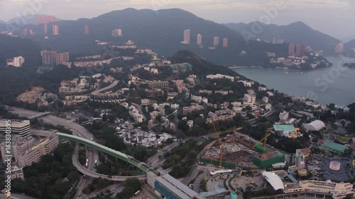 Hong Kong Aerial v154 Flying over Wong Chuk Hang area towards Deep Water Bay photo