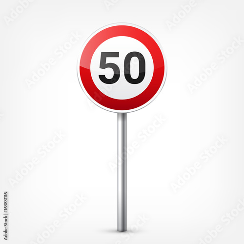 Road red signs collection isolated on white background. Road traffic control.Lane usage.Stop and yield. Regulatory signs. Curves and turns.Speed limit.