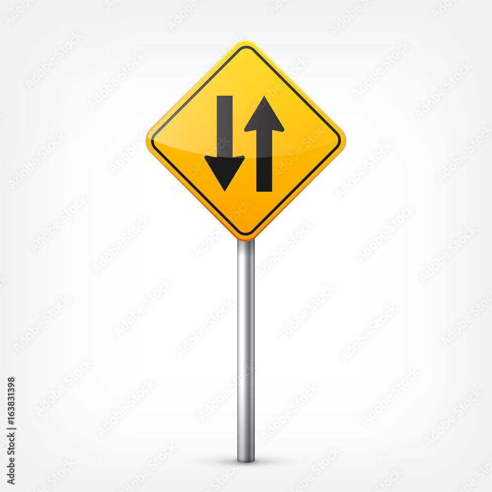 Road yellow signs collection isolated on white background. Road traffic control.Lane usage.Stop and yield. Regulatory signs. Curves and turns. Road yellow signs collection isolated on white background. Road traffic control.Lane usage.Stop and yield. Regulatory signs. Curves and turns.