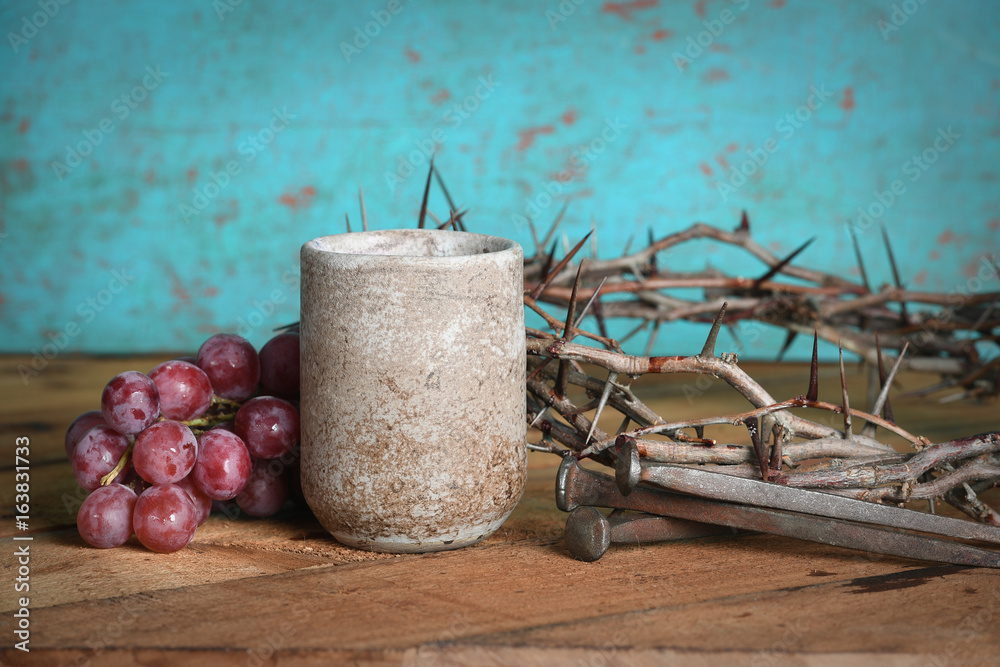 Wine Cup, Grapes, Nails and Crown of Thorns Wine Cup, Grapes, Nails and Crown of Thorns