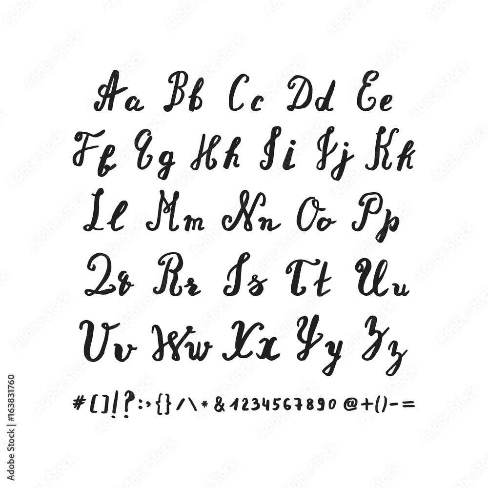 Hand drawn alphabet. Vector letters drawn by brush pen. Isolated on a white background. Handwritten unique font for your lettering design. Hand drawn alphabet. Vector letters drawn by brush pen. Isolated on a white background. Handwritten unique font for your lettering design.