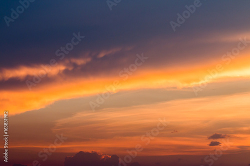 colorful dramatic sky with cloud at sunset