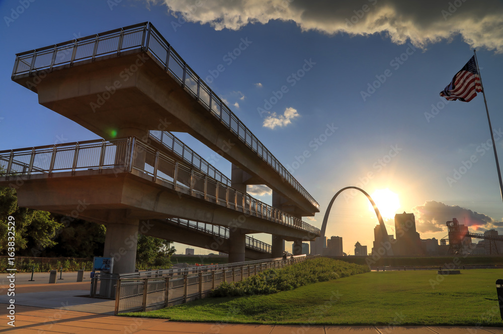 St. Louis, Missouri skyline from Malcolm W. Martin Memorial Park. St. Louis, Missouri skyline from Malcolm W. Martin Memorial Park.