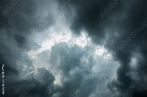 Rain clouds and gloomy sky in black and white