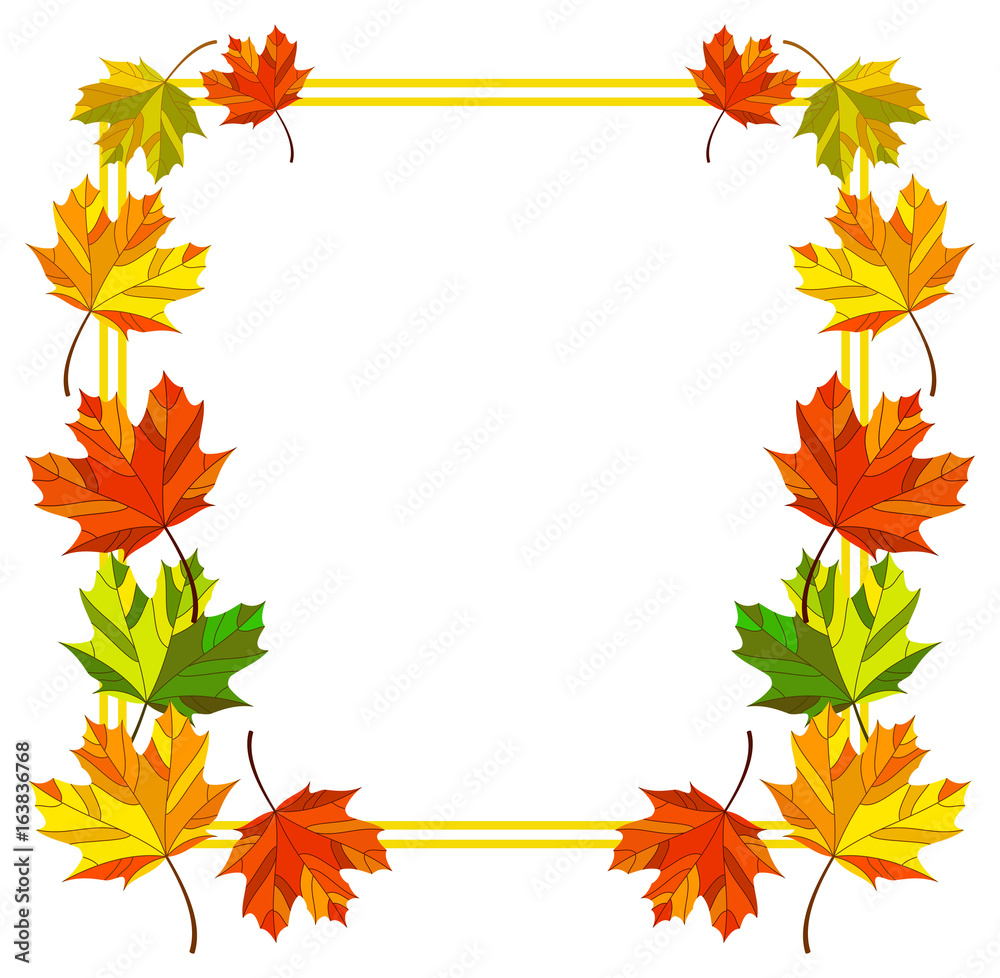 Square frame with fallen leaves. Vector clip art. Square frame with fallen leaves. Vector clip art.