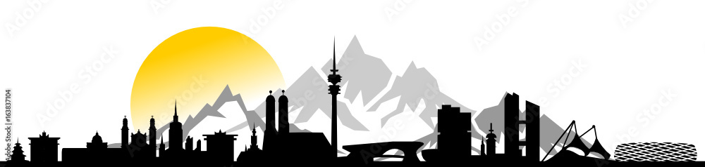 Fototapeta premium Skyline München Berge